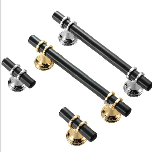 Aluminum Alloy Black Gold Door Handle Wardrobe Kitchen Cabinet Drawer Solid Handle Furniture Handle European Modern Hardware Modern Furniture Cupboard Door Drawer Handles