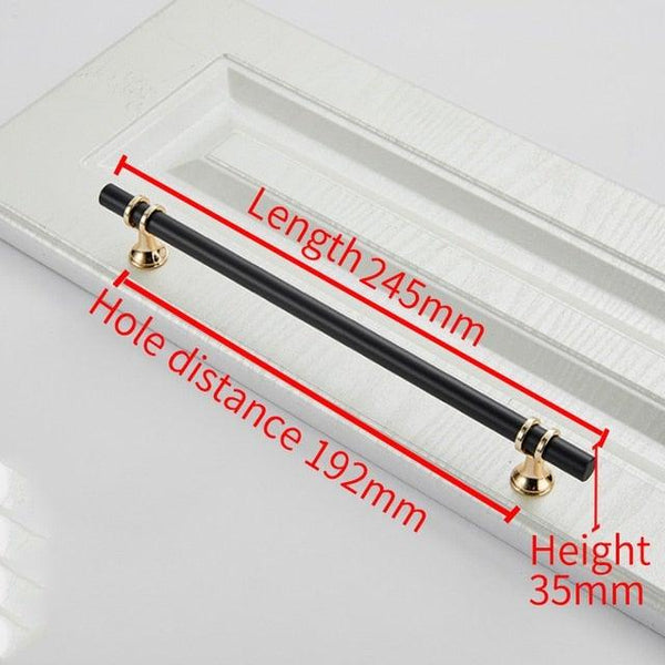 Aluminum Alloy Black Gold Door Handle Wardrobe Kitchen Cabinet Drawer Solid Handle Furniture Handle European Modern Hardware Modern Furniture Cupboard Door Drawer Handles