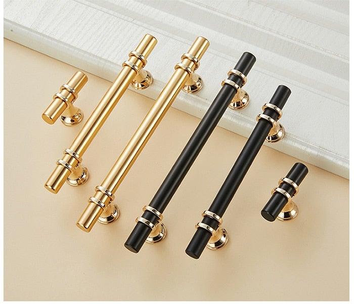 Aluminum Alloy Black Gold Door Handle Wardrobe Kitchen Cabinet Drawer Solid Handle Furniture Handle European Modern Hardware Modern Furniture Cupboard Door Drawer Handles