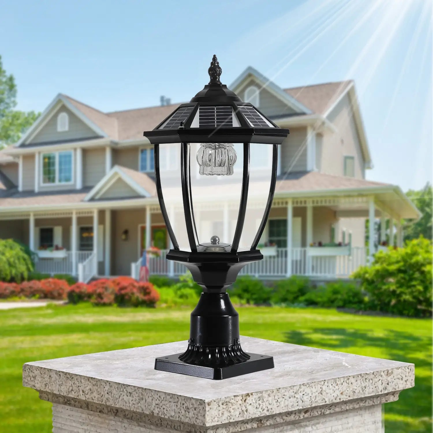 Aluminum Solar Lights Lanterns LED 2-Pack for Outdoor Pathways and Gardens