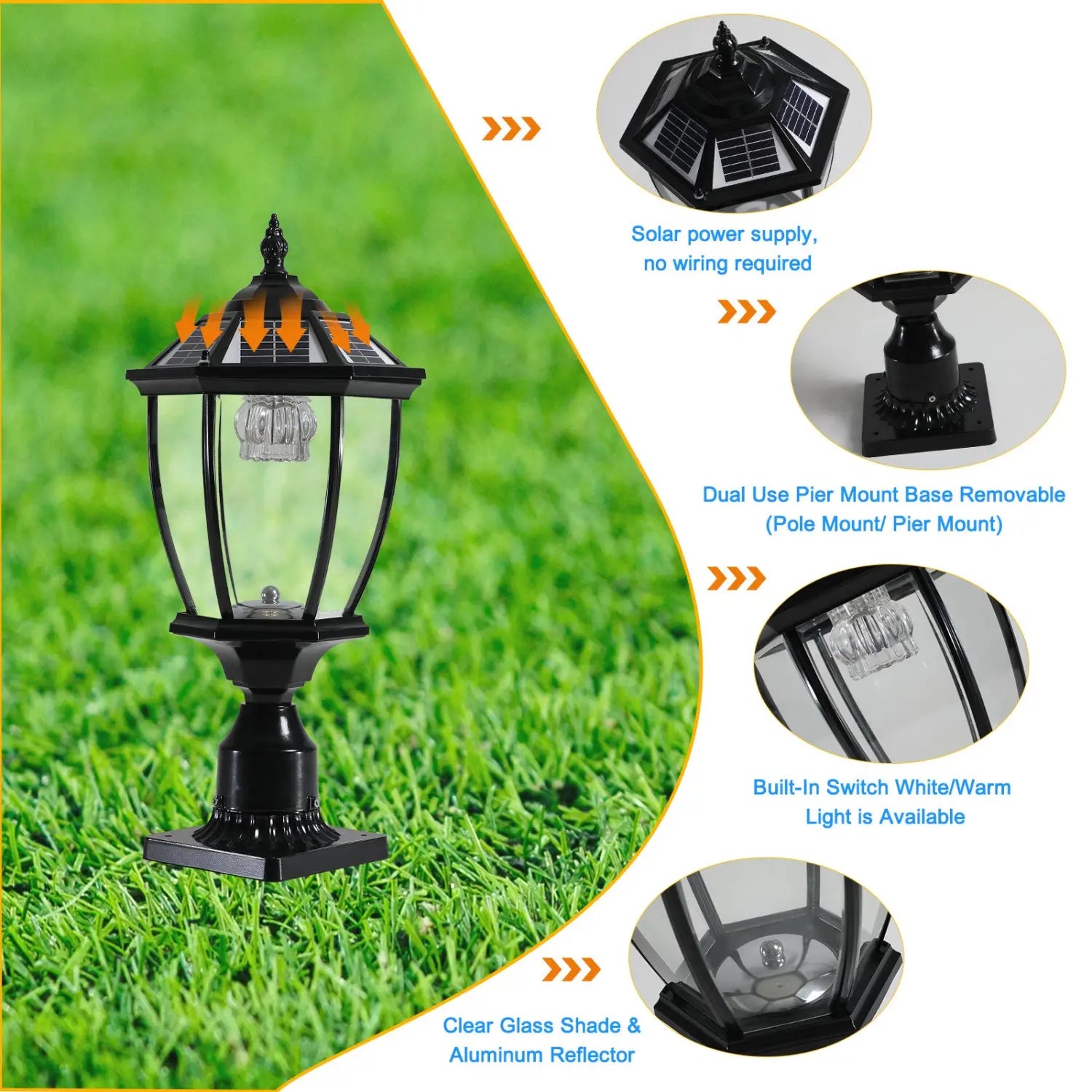 Aluminum Solar Lights Lanterns LED 2-Pack for Outdoor Pathways and Gardens