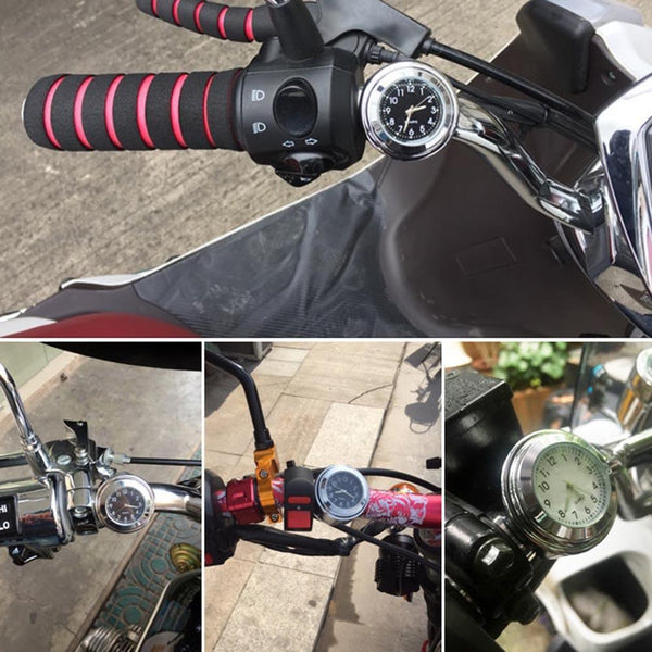 Aluminum Waterproof 22/25mm Motorcycle Handlebar Mount Dial Clock Motorcycle Handlebar Mount Clock Waterproof Handlebar Dial Clock Watch Quartz Clock Watch for Harley Motorcycle Accessories