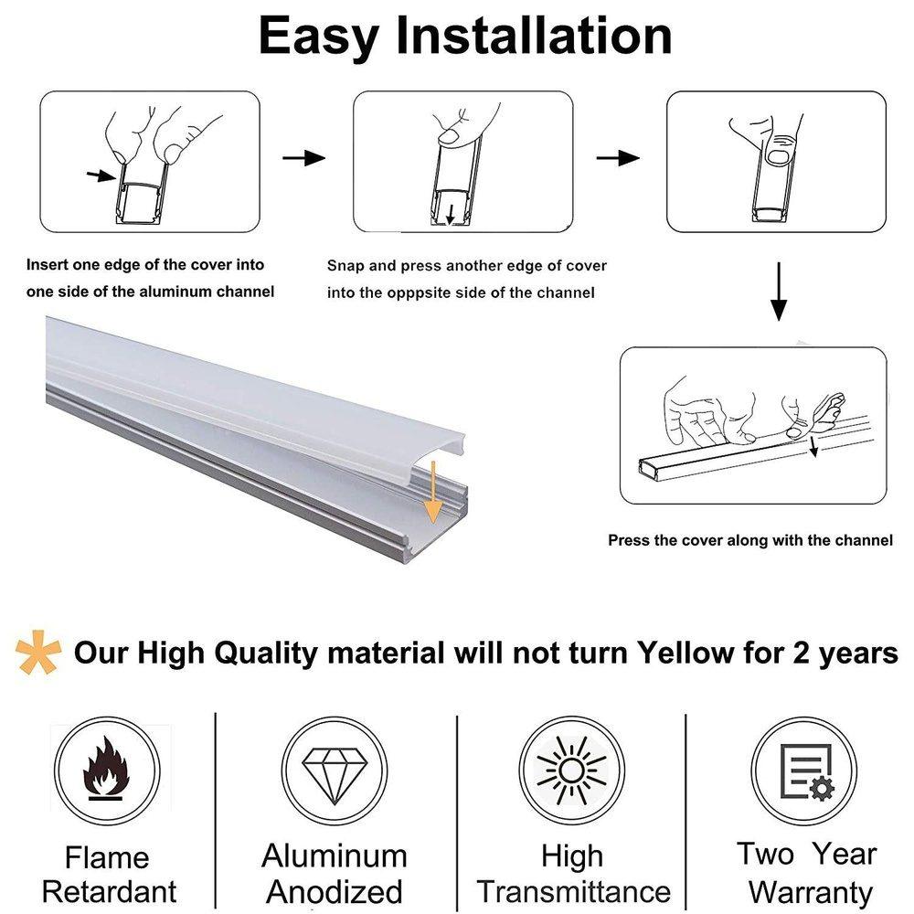 AP46M 8 ft Aluminum Channel Surface Mount 0.59″(W)  x 0.31″(H) for LED Strip Lights | 10 Pack