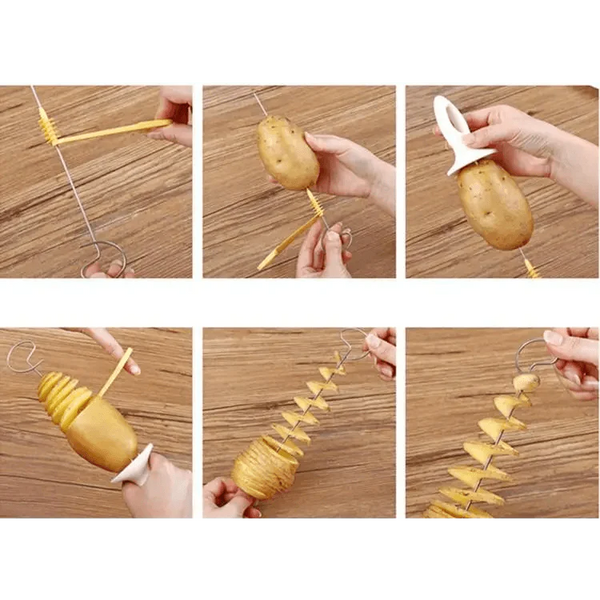 Amazing 2PC Potato Spiral Cutter Cucumber Slicer Kitchen Accessories Vegetable Spiralizer Spiral Potato Cutter Slicer Kitchen Gadgets