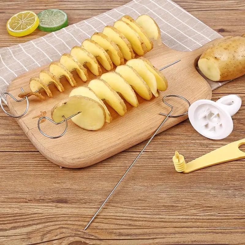Amazing 2PC Potato Spiral Cutter Cucumber Slicer Kitchen Accessories Vegetable Spiralizer Spiral Potato Cutter Slicer Kitchen Gadgets
