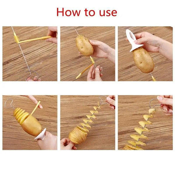 Amazing 2PC Potato Spiral Cutter Cucumber Slicer Kitchen Accessories Vegetable Spiralizer Spiral Potato Cutter Slicer Kitchen Gadgets