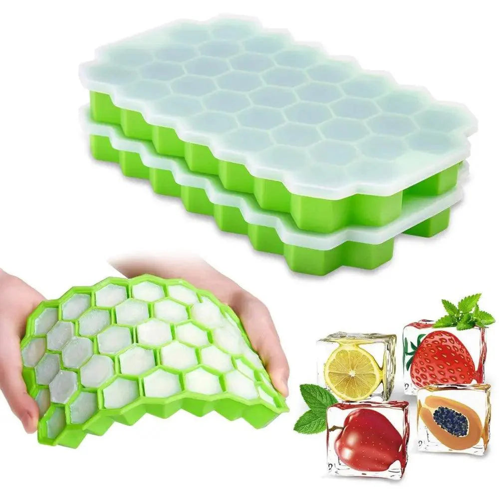 Amazing Honeycomb Ice Cube Trays Reusable Silicone Ice cube Mold Free Ice maker with Removable Lids