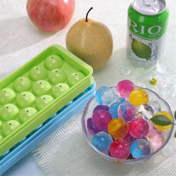 Amazing Plastic Molds Ice Tray 14 Grid 3D Round Ice Molds Home Bar Party Use Round Ball Ice Cube Makers Kitchen Ice Cream Moulds