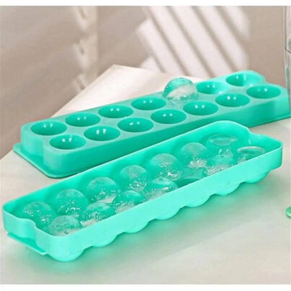 Amazing Plastic Molds Ice Tray 14 Grid 3D Round Ice Molds Home Bar Party Use Round Ball Ice Cube Makers Kitchen Ice Cream Moulds