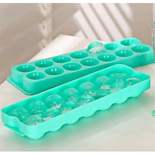 Amazing Plastic Molds Ice Tray 14 Grid 3D Round Ice Molds Home Bar Party Use Round Ball Ice Cube Makers Kitchen Ice Cream Moulds