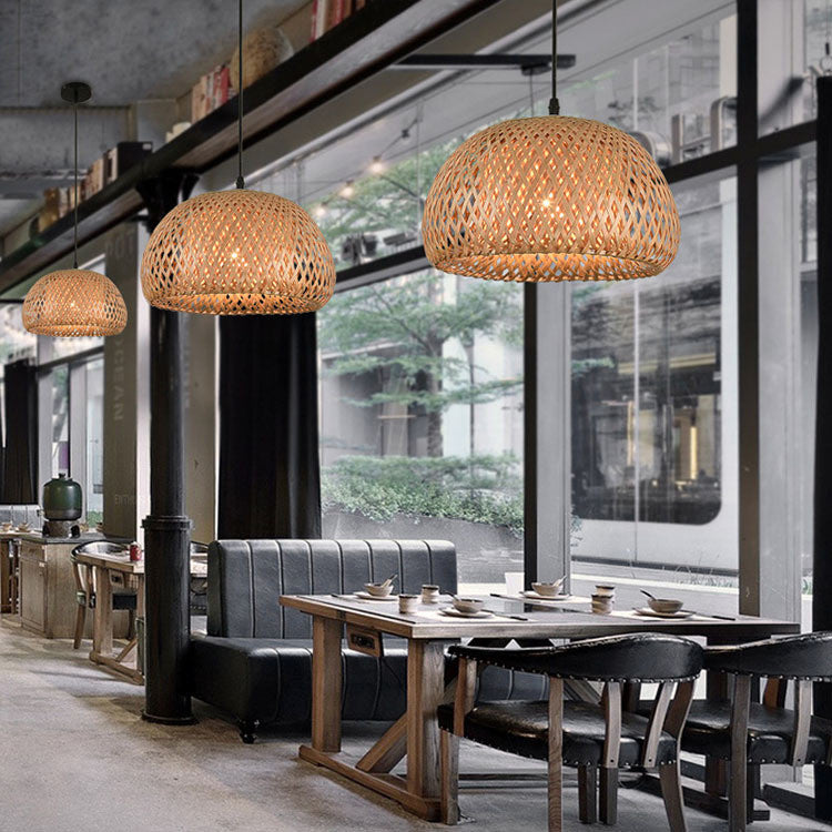 Woven Bamboo Chandelier 30cm Restaurant Style