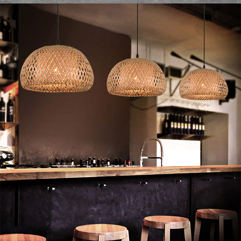Woven Bamboo Chandelier 30cm Restaurant Style