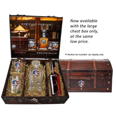 Auburn University Heritage Decanter with 3D Top  and 2 Glasses with Chest Box
