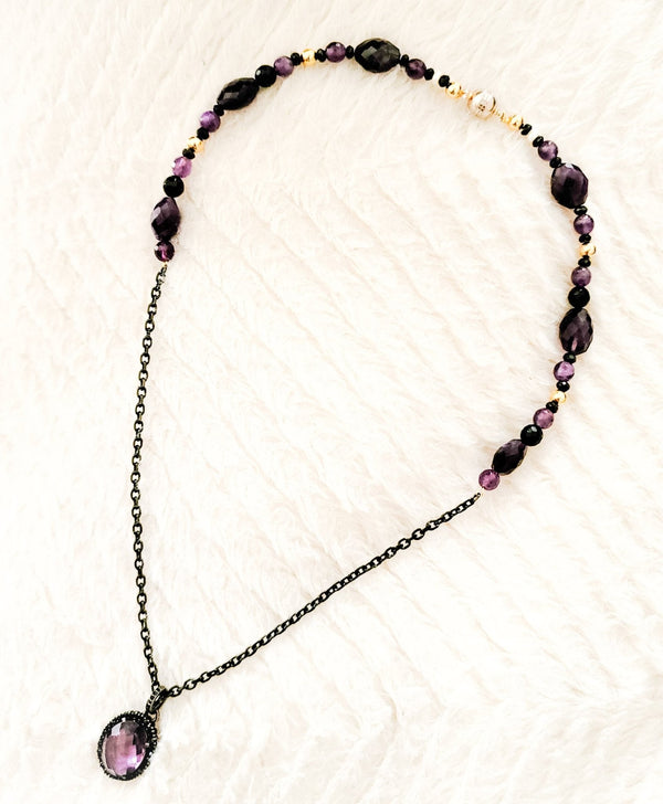 Amethyst and Black Spinel Necklace