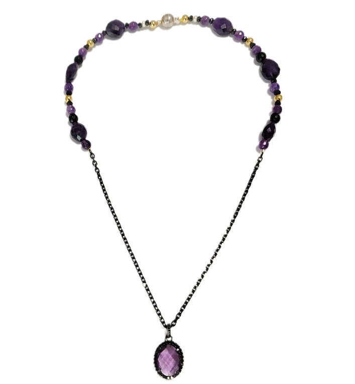 Amethyst and Black Spinel Necklace