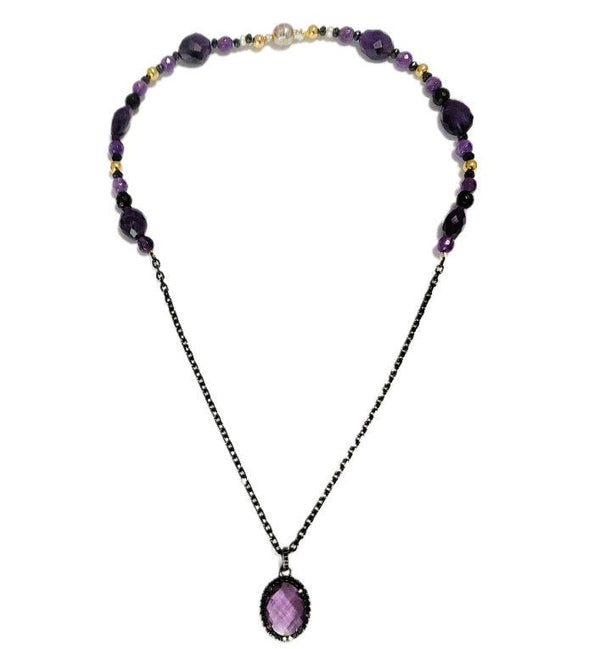 Amethyst and Black Spinel Necklace