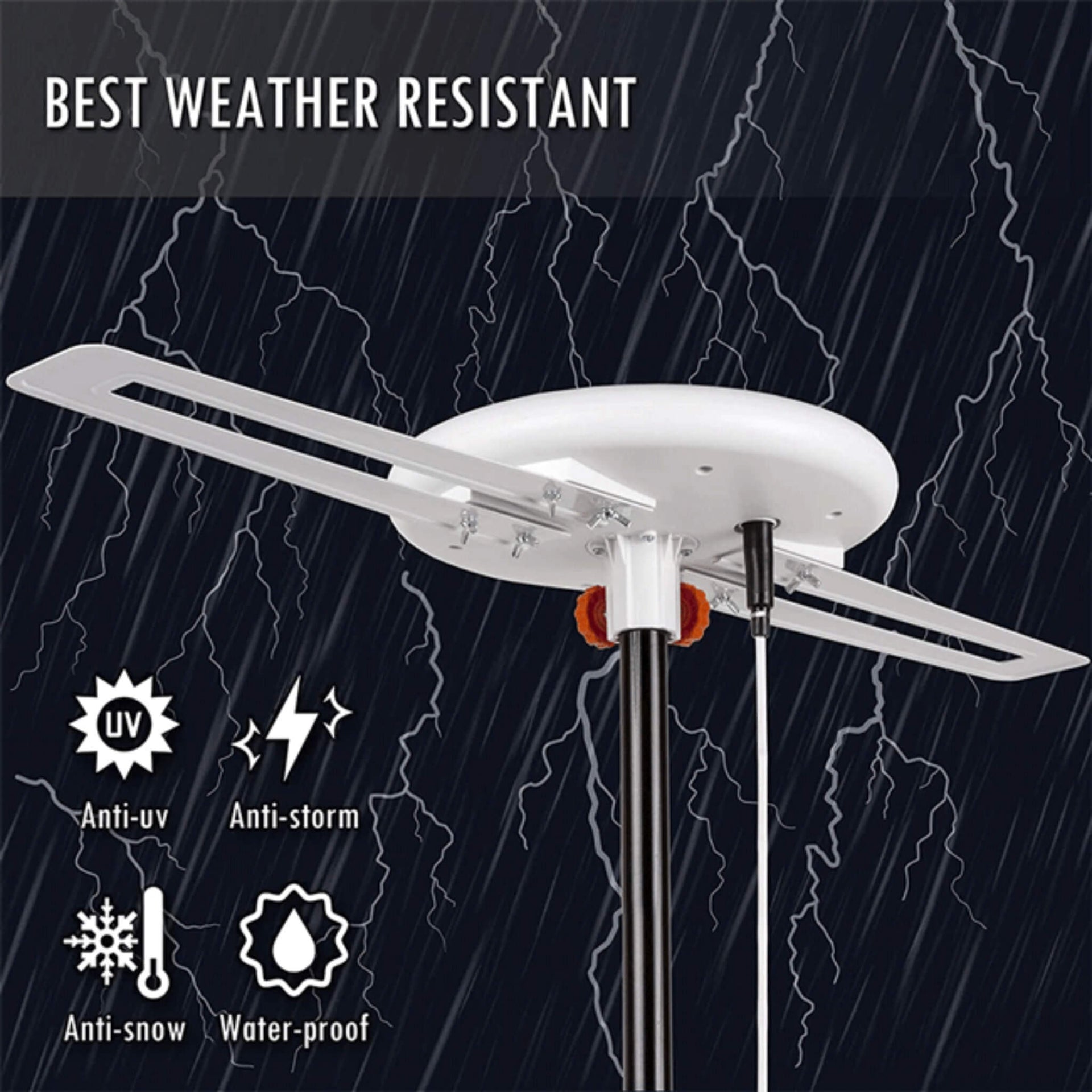 Amplified Outdoor Long Range Omni Directional Digital HDTV Antenna, 150 Miles (SAK91588)