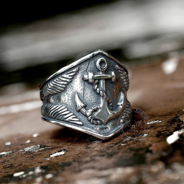 Anchor Eagles Stainless Steel Marine Ring