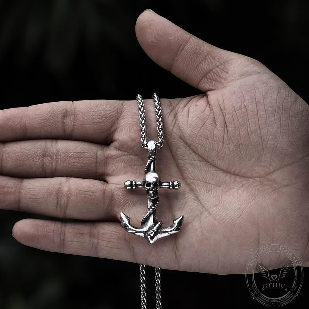 Anchor Stainless Steel Skull Pendant