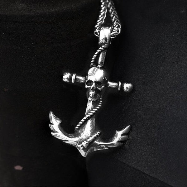 Anchor Stainless Steel Skull Pendant