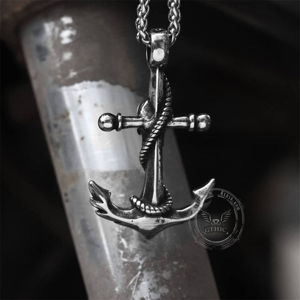 Anchor Stainless Steel Skull Pendant