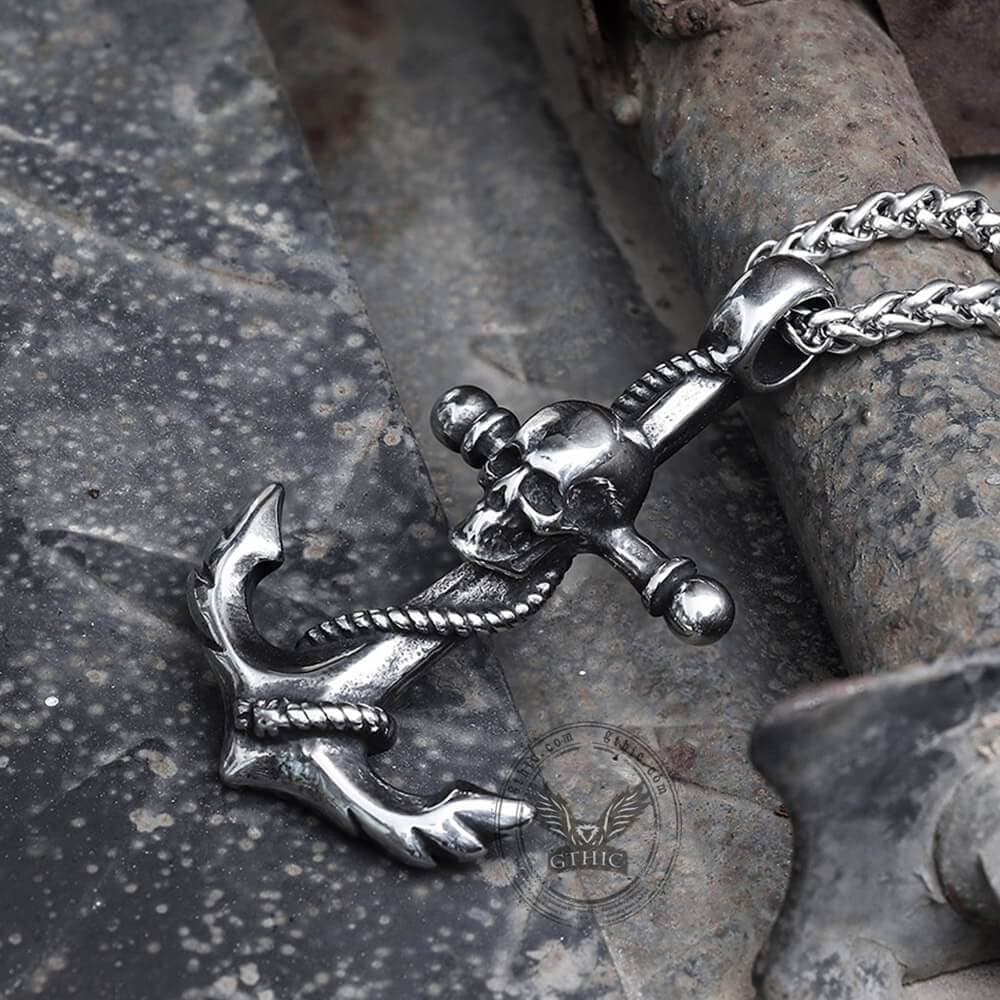 Anchor Stainless Steel Skull Pendant