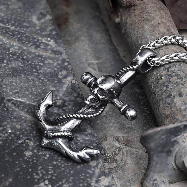 Anchor Stainless Steel Skull Pendant