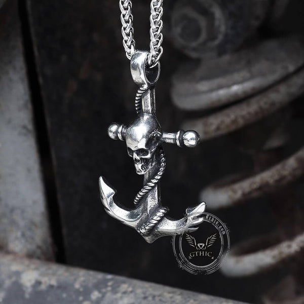 Anchor Stainless Steel Skull Pendant