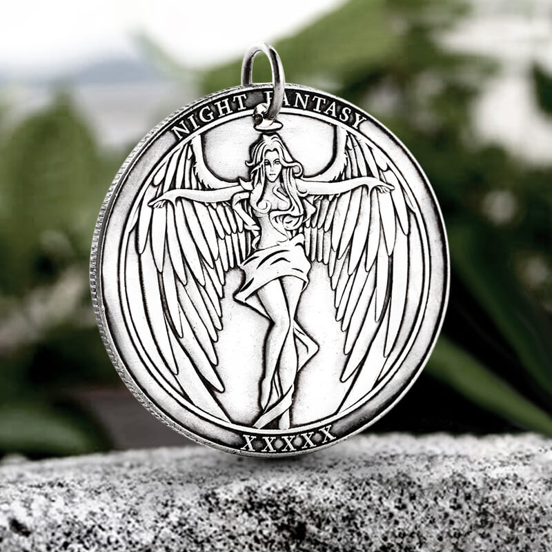 Angel And Demon Alloy Hobo Nickel Coin Pendant