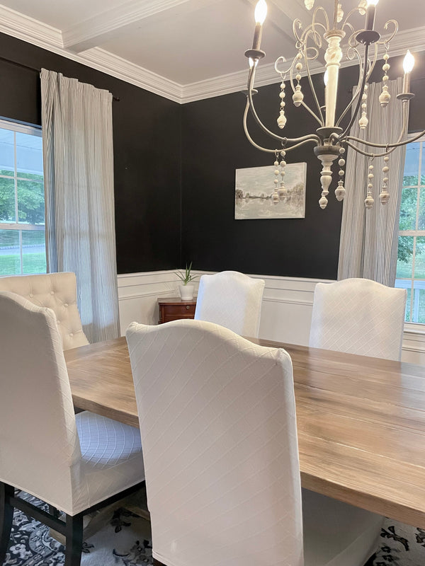 Farmhouse Vintage Stripe Recycled Cotton Blend Window Curtain Panel Set