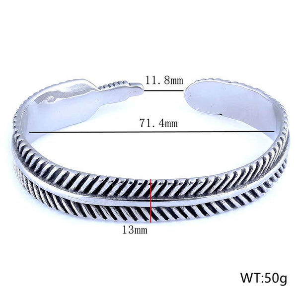 Angel Feather Gem Stainless Steel Open Bracelet