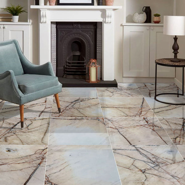 Agora Gold White Exotic Marble Polished Floor and Wall Tile - Large Format - Livfloors Collection