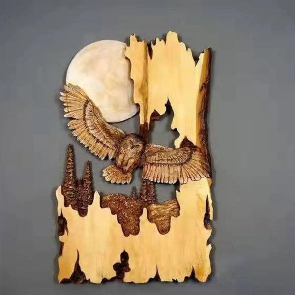 Animal Carving Handcraft Wall Hanging Wood Raccoon Bear Deer Hand-Painted