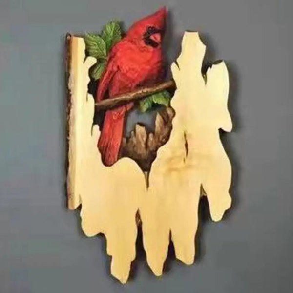 Animal Carving Handcraft Wall Hanging Wood Raccoon Bear Deer Hand-Painted