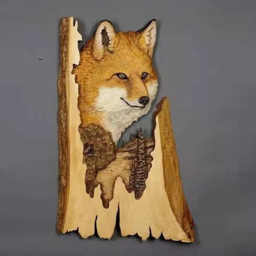 Animal Carving Handcraft Wall Hanging Wood Raccoon Bear Deer Hand-Painted