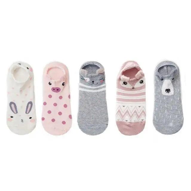 Animal Cotton Socks Female Cat With Dog Summer Short Sock Slippers Women Casual Soft Funny Boat Socks Women Winter Fuzzy Warm Slipper Floor Socks Cute Cartoon Animal Embroidery Coral Foot let Sock Sleeping Warmer