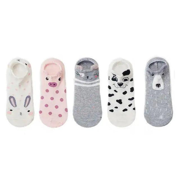 Animal Cotton Socks Female Cat With Dog Summer Short Sock Slippers Women Casual Soft Funny Boat Socks Women Winter Fuzzy Warm Slipper Floor Socks Cute Cartoon Animal Embroidery Coral Foot let Sock Sleeping Warmer