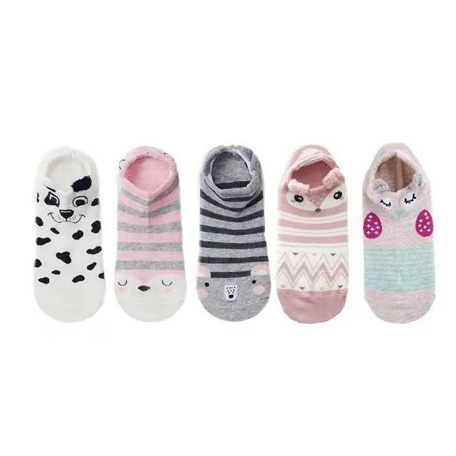 Animal Cotton Socks Female Cat With Dog Summer Short Sock Slippers Women Casual Soft Funny Boat Socks Women Winter Fuzzy Warm Slipper Floor Socks Cute Cartoon Animal Embroidery Coral Foot let Sock Sleeping Warmer
