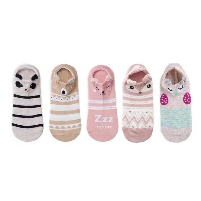 Animal Cotton Socks Female Cat With Dog Summer Short Sock Slippers Women Casual Soft Funny Boat Socks Women Winter Fuzzy Warm Slipper Floor Socks Cute Cartoon Animal Embroidery Coral Foot let Sock Sleeping Warmer