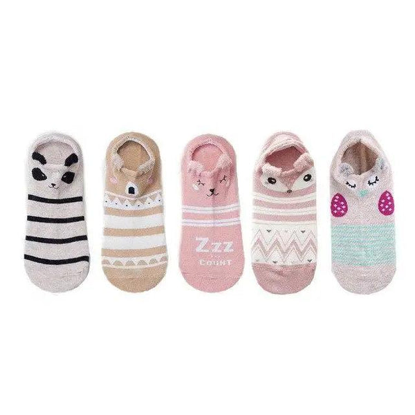Animal Cotton Socks Female Cat With Dog Summer Short Sock Slippers Women Casual Soft Funny Boat Socks Women Winter Fuzzy Warm Slipper Floor Socks Cute Cartoon Animal Embroidery Coral Foot let Sock Sleeping Warmer