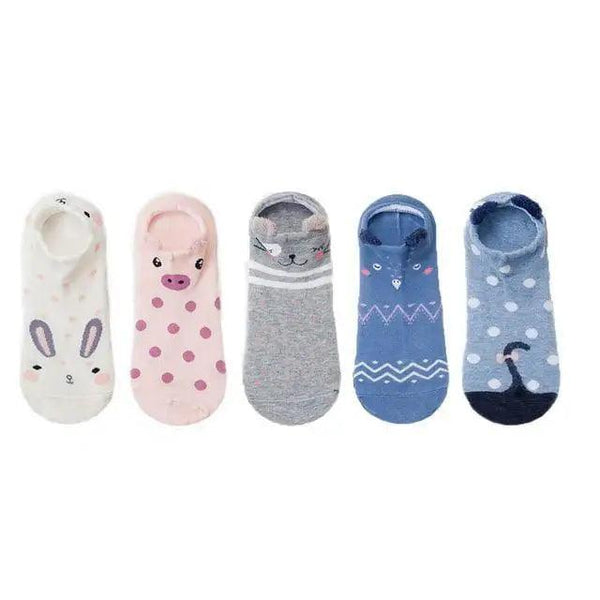 Animal Cotton Socks Female Cat With Dog Summer Short Sock Slippers Women Casual Soft Funny Boat Socks Women Winter Fuzzy Warm Slipper Floor Socks Cute Cartoon Animal Embroidery Coral Foot let Sock Sleeping Warmer