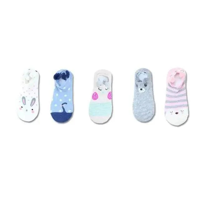 Animal Cotton Socks Female Cat With Dog Summer Short Sock Slippers Women Casual Soft Funny Boat Socks Women Winter Fuzzy Warm Slipper Floor Socks Cute Cartoon Animal Embroidery Coral Foot let Sock Sleeping Warmer