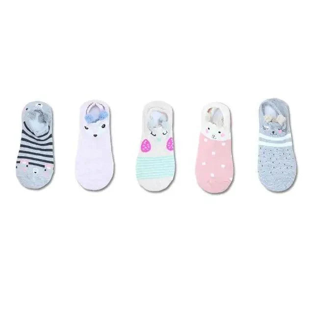 Animal Cotton Socks Female Cat With Dog Summer Short Sock Slippers Women Casual Soft Funny Boat Socks Women Winter Fuzzy Warm Slipper Floor Socks Cute Cartoon Animal Embroidery Coral Foot let Sock Sleeping Warmer
