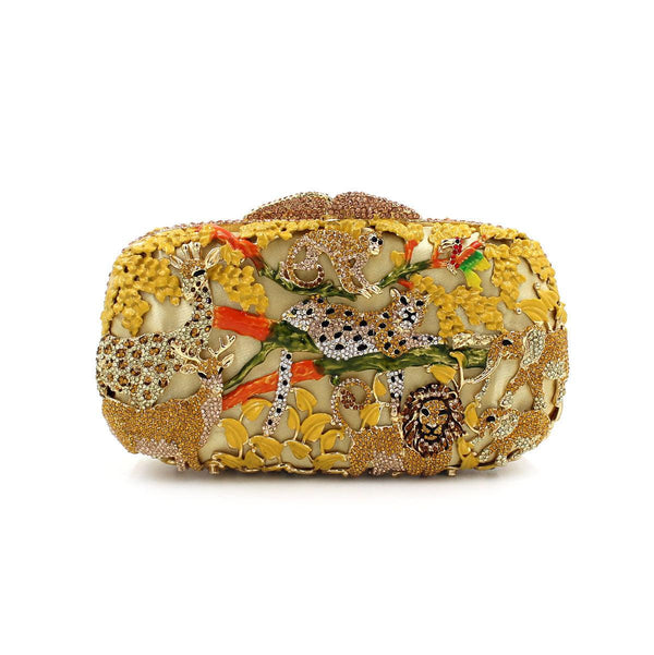 Animal Forest Package, Hollow Metal Crystal Banquet Package, Drip Oil Inlaid Diamond Handbag
