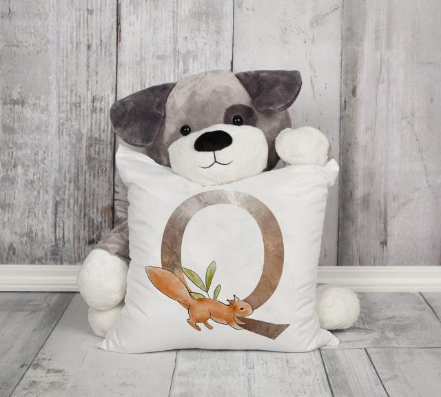 Animal Printed Pillow Cover Cartoon Giraffe Fox Bunny White Seat Polyester Decorative Cushion Cover Sofa Kids Room Alphabet Pillow Cover With Cute Animals Pillow Cases Outdoor Indoor Square Cushion Covers For Home Sofa Couch 45x45cm