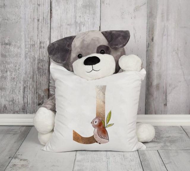 Animal Printed Pillow Cover Cartoon Giraffe Fox Bunny White Seat Polyester Decorative Cushion Cover Sofa Kids Room Alphabet Pillow Cover With Cute Animals Pillow Cases Outdoor Indoor Square Cushion Covers For Home Sofa Couch 45x45cm