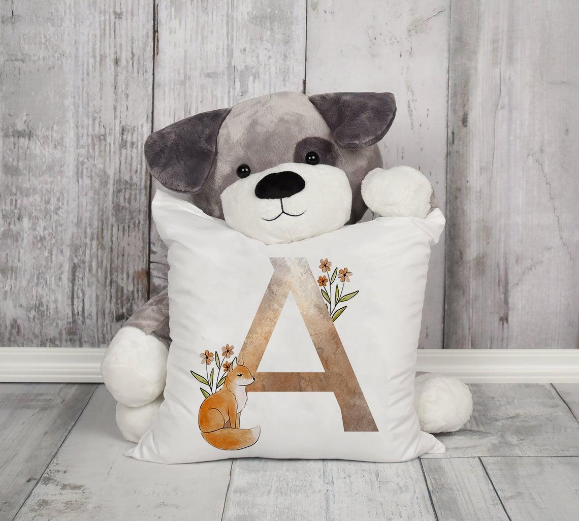 Animal Printed Pillow Cover Cartoon Giraffe Fox Bunny White Seat Polyester Decorative Cushion Cover Sofa Kids Room Alphabet Pillow Cover With Cute Animals Pillow Cases Outdoor Indoor Square Cushion Covers For Home Sofa Couch 45x45cm