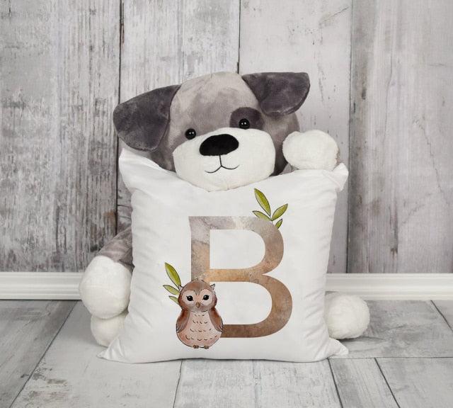 Animal Printed Pillow Cover Cartoon Giraffe Fox Bunny White Seat Polyester Decorative Cushion Cover Sofa Kids Room Alphabet Pillow Cover With Cute Animals Pillow Cases Outdoor Indoor Square Cushion Covers For Home Sofa Couch 45x45cm