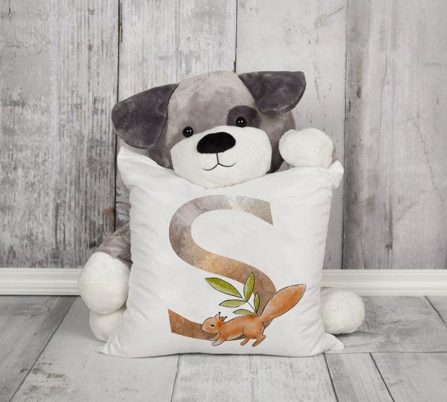 Animal Printed Pillow Cover Cartoon Giraffe Fox Bunny White Seat Polyester Decorative Cushion Cover Sofa Kids Room Alphabet Pillow Cover With Cute Animals Pillow Cases Outdoor Indoor Square Cushion Covers For Home Sofa Couch 45x45cm