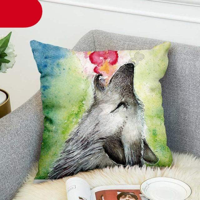 Animal Wolf 3D Printed Pillow Case Polyester Decorative Full Moon Zippered Pillow Cases Soft Confortable Pillowcases Throw Pillow Cover Double Sided Printing Style 45cm X 45cm